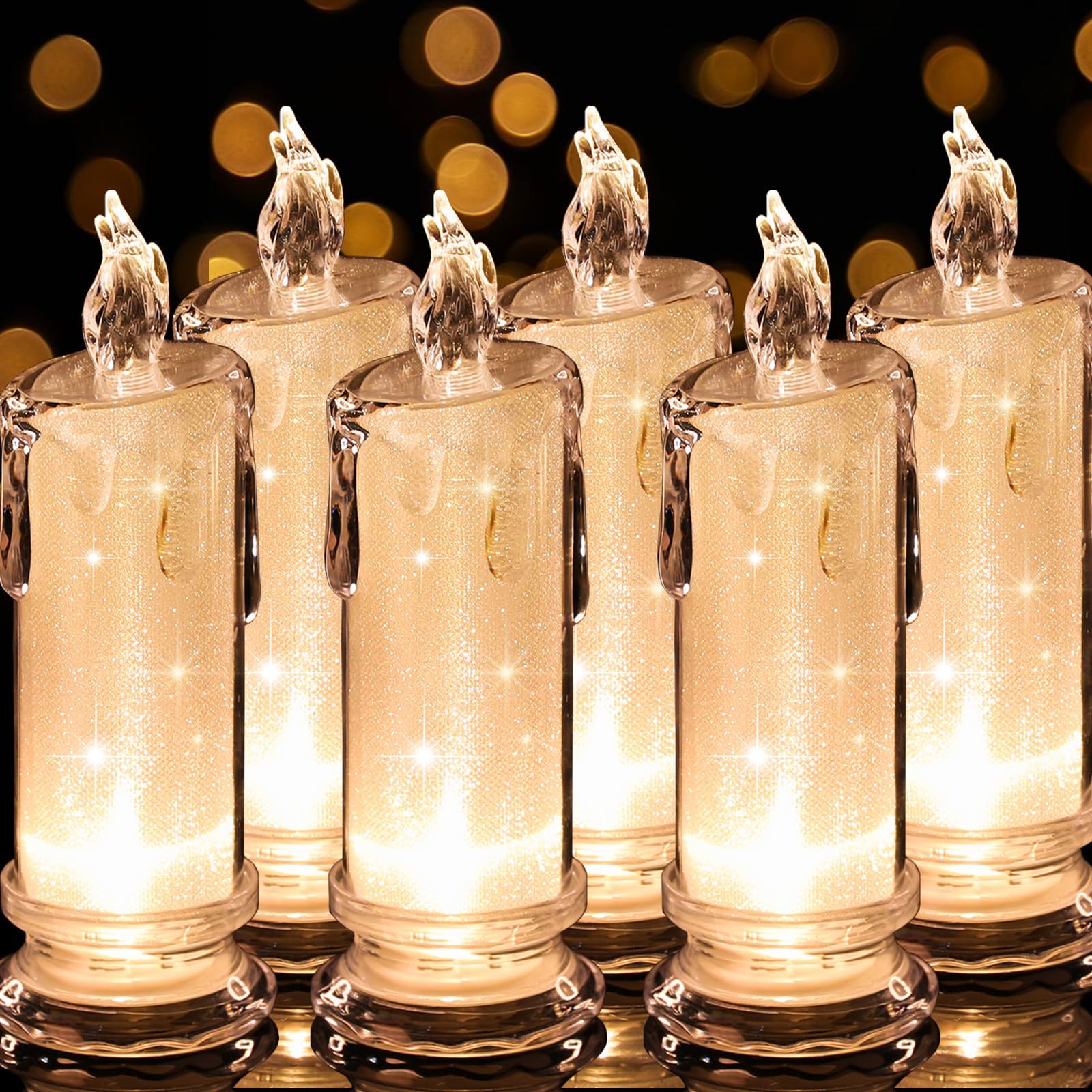 6つのキャンドルライト電池式 ろうそく誕生日プレゼント 女性のファッションLEDキャンドルライトLEDキ..