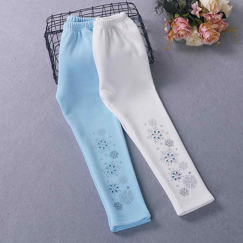 子供用ボトムス 女の子用裏起毛パンツ ズボン エルサ柄プリント 綿素材 秋冬用 厚手で防寒性抜群 110cm..