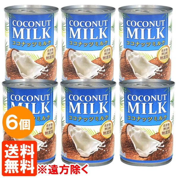 【6個セット・送料無料※遠方除く】無添加 ココナッツミルク タイ産 缶詰 400ml×6個 インターフレッシュ