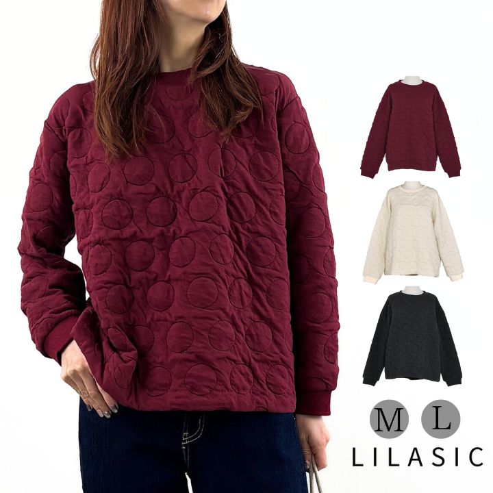 フクレ ドット プルオーバー スウェット トレーナー 水玉 長袖 レディース カットソー リラシク LILASIC ノースオブジェクト 無地 トップス スエット Tシャツ 大きいサイズ 大人 可愛い ナチュラル カジュアル 服 [M便 不可]