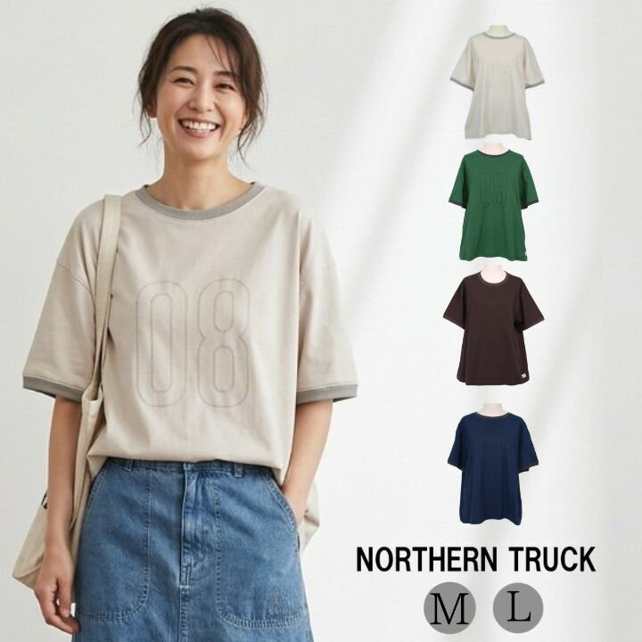 乐天商城 - ナンバリング ステッチ Tシャツ レディース プルオーバー クルーネック ロゴ刺繍Tシャツ ノーザントラック ノースオブジェクト NORTHERNTRUCK ゆったり トップス 大きいサイズ 大人 可愛い ナチュラル カジュアル 秋服 冬服 [M便 1/1]