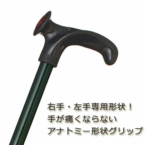 握りやすい 医学的見地からのアナトミーグリップ 杖 ステッキ アルミ製 ドイツ製【右手用】【左手用】オッセンベルグ 伸縮 AGステッキ【色柄： モスグリーン 高身長OK【杖 ステッキ つえ 伸縮式 伸縮式杖 オッセンベルク】【介護 歩行関連用品】