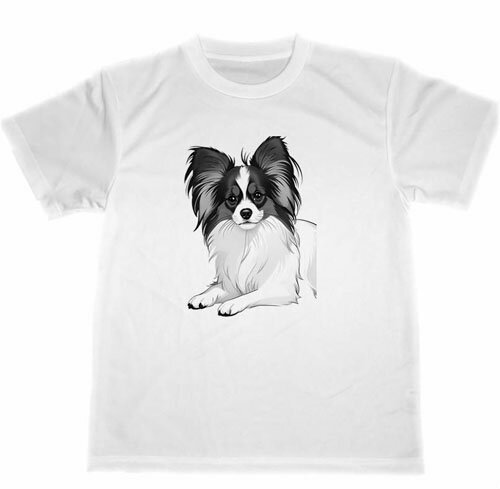 パピヨン　ドライ　Tシャツ　2　ペット　グッズ　イラスト　犬　Papillon　dog dry T-shirt