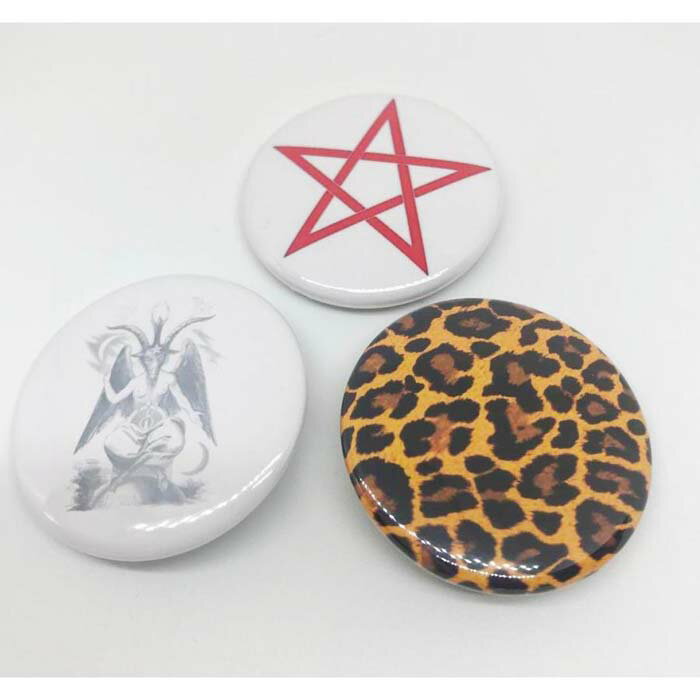 バフォメット 五芒星 豹柄 缶バッジ 3個セット パンク punk グッズ