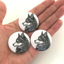 狼 缶バッジ 3個セット wolf グッズ オオカミ PUNK パンク 革ジャン 飾り