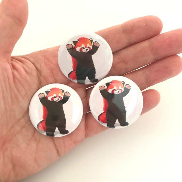 レッサーパンダ 缶バッジ 3個 セット 威嚇 ポーズ アニマル 動物 動物園 グッズ ZOO 革ジャン PUNK 怒り パンク