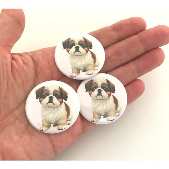 シーズー 缶バッジ 3個 セット シーズー犬 犬 グッズ DOG 仔犬 ペット