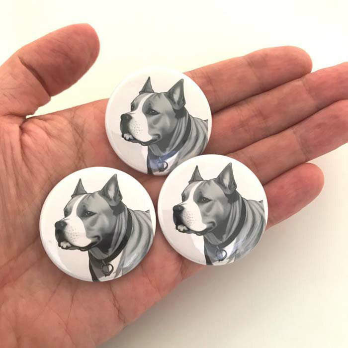 ピットブル 缶バッジ 3個 セット 犬 ペット pit bull DOG HIP HOP グッズ