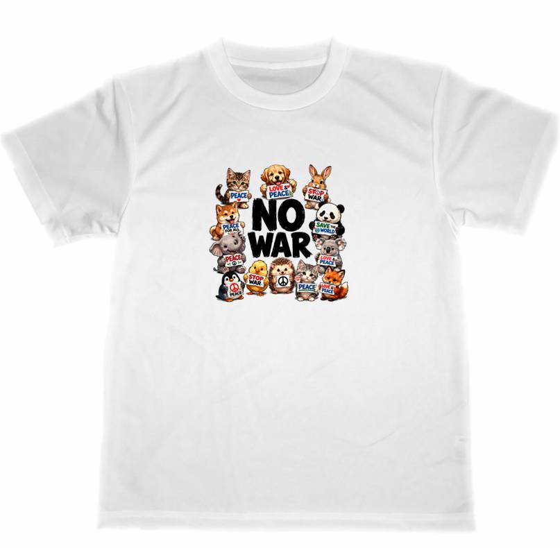 Other - ドライ　Tシャツ　NO　WAR　戦争反対　アニマル　反戦　平和　ピース　グッズ　ジム　ジョギング　運動　スポーツ
