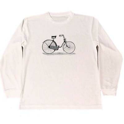 自転車　ドライ　Tシャツ　ツーリング　サイクリング　イラスト　　ロング　Tシャツ　ロンT　白