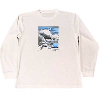 歌川広重　髑髏　雪景色　ドライ　Tシャツ　浮世絵　グッズ　ドクロ　　ロング　Tシャツ　ロンT　白