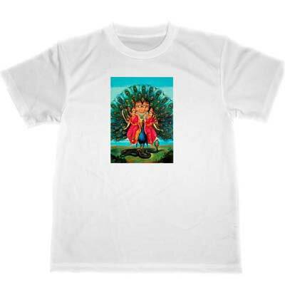 ラヴィ・ヴァルマ　スカンダと妻たち　ドライ　Tシャツ　神様　ヒンズー教　曼荼羅　インド