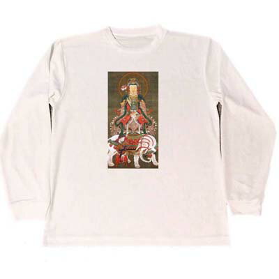 伊藤若冲　ドライ　Tシャツ　普賢菩薩　仏教　絵画　名画　グッズ　ロング　ロンT　白