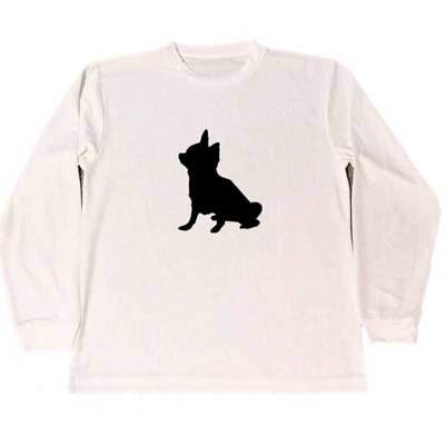 チワワ　ドライ　Tシャツ　シルエット　グッズ　ロングTシャツ　ロンT