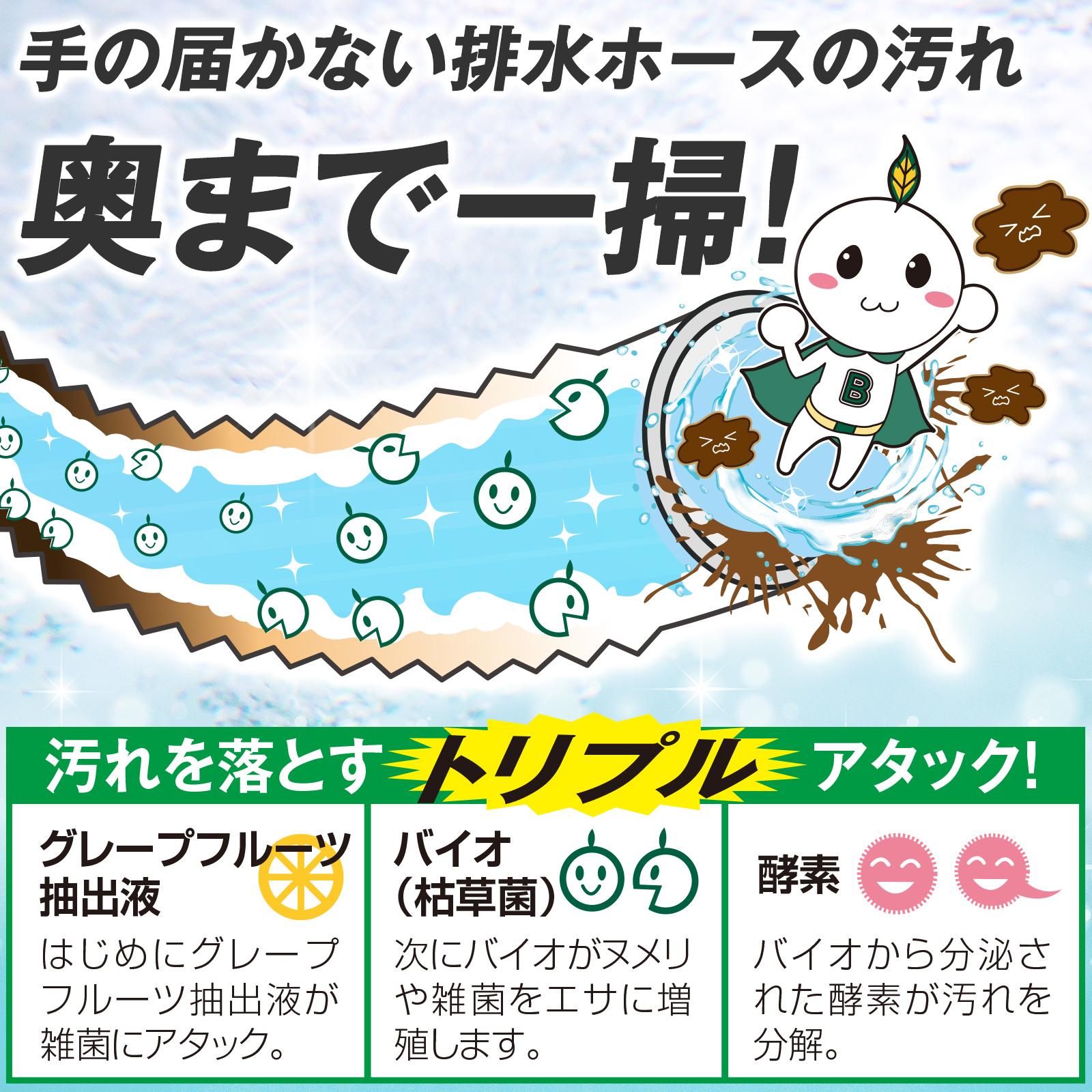 【送料無料】バイオで洗濯機の排水ホース洗浄 3