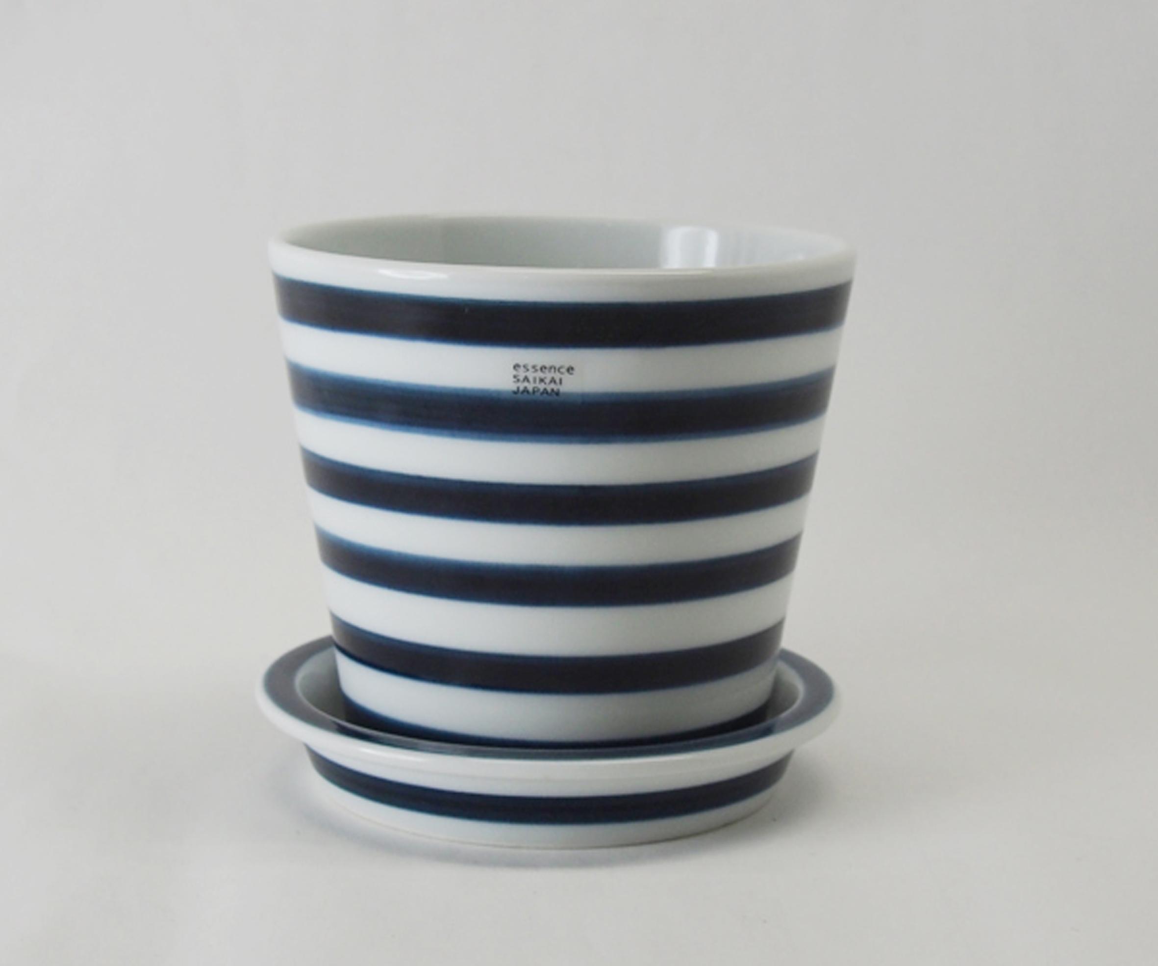 【送料無料】13682 波佐見焼 es table pot (esテーブルポット) ボーダーDB