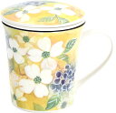 【送料無料】セラミック藍 蓋付マグカップ ハナミズキ(茶漉し付) 60204