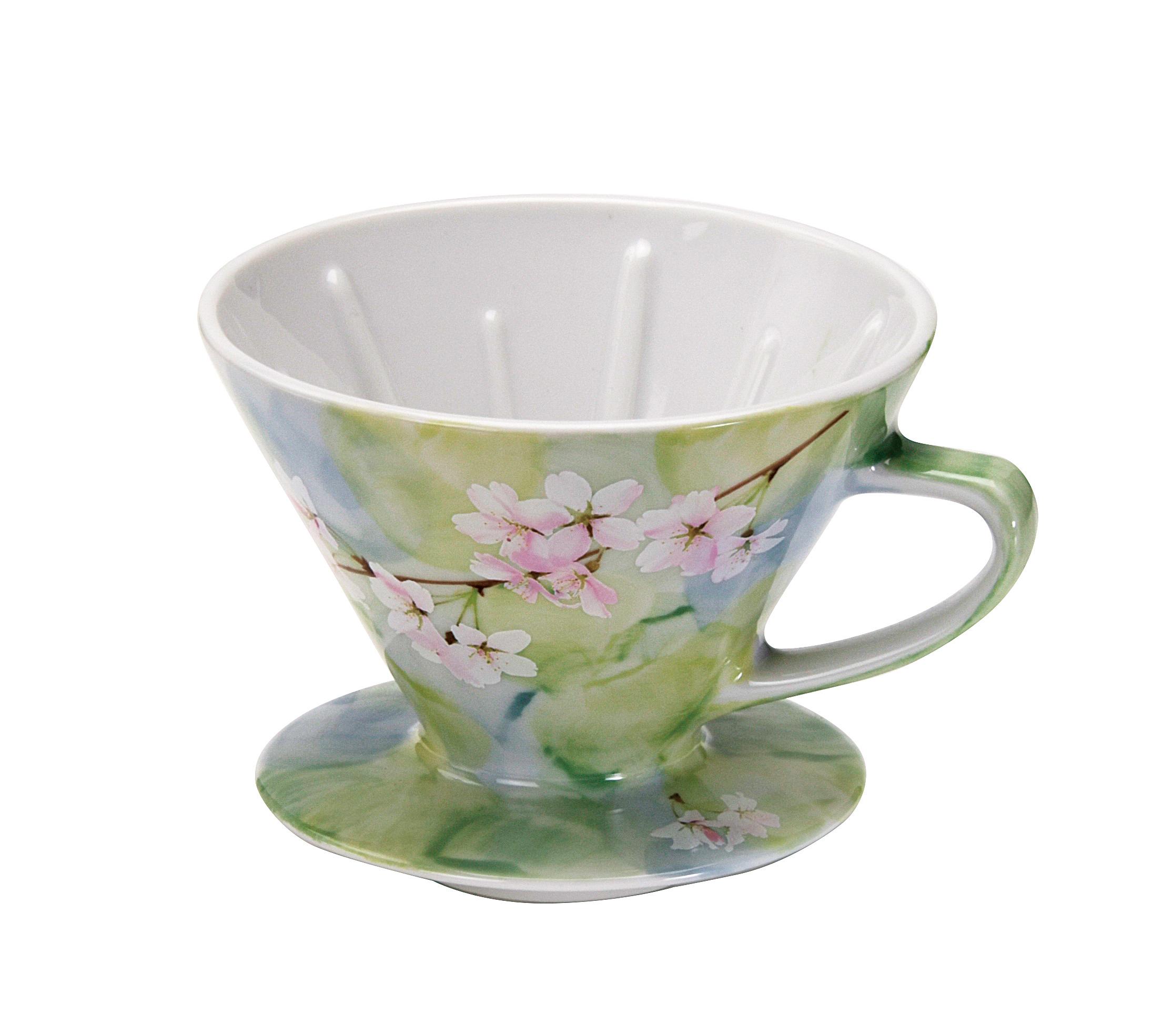 【送料無料】 bloom 美濃焼 花がすみ　珈琲ドリッパー / グリーン 61534