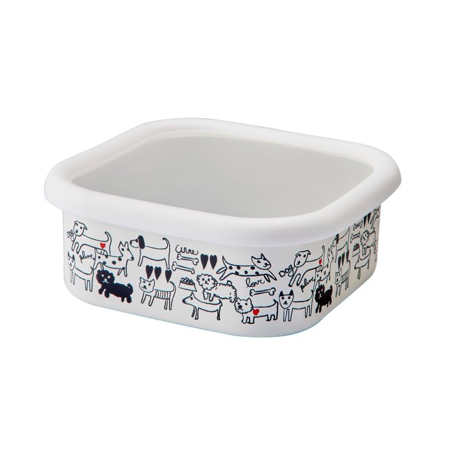 【送料無料】 豊琺瑯 Plune プルーン　ホーロースクエアストッカー・L「モノトーンドッグ」 PSS-404