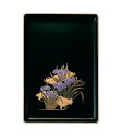 【送料無料】 名刺盆 小 黒(フチ金) 蒔絵 菖蒲 3901850231021