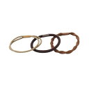 【送料無料】フラワーリング 静電気軽減ヘアブレスレット(3本セット) シンプル ASA0084-BR(ブラウン)