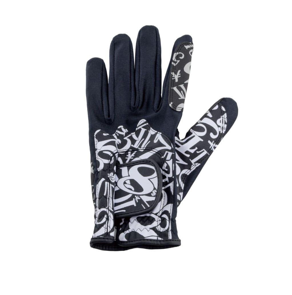 【送料無料】ゴルフグローブ(左手用)ハンガー付き ブラックxホワイト