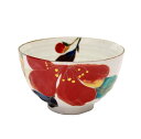 【送料無料】セラミック藍 花かいろう飯碗 山茶花 02498