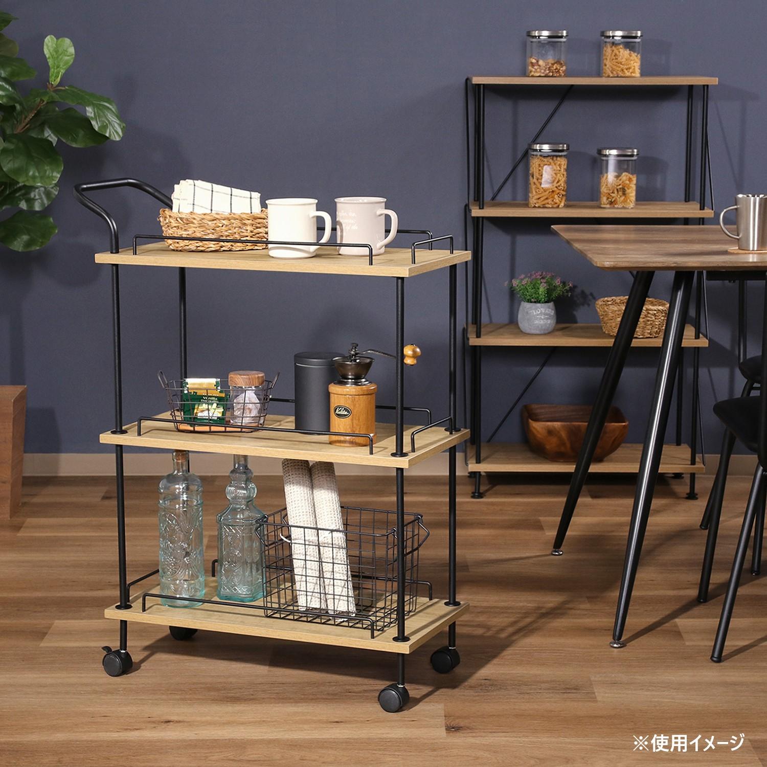 【送料無料】不二貿易 C/D:71879 EZBOツイストロック キッチンカート OAK NA