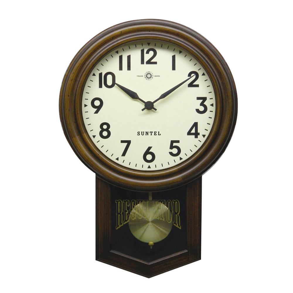 【送料無料】さんてる・日本製・スタンダード・電波振り子時計・ 丸型 ・アンティークブラウン・SR06-A・ アラビア文字 