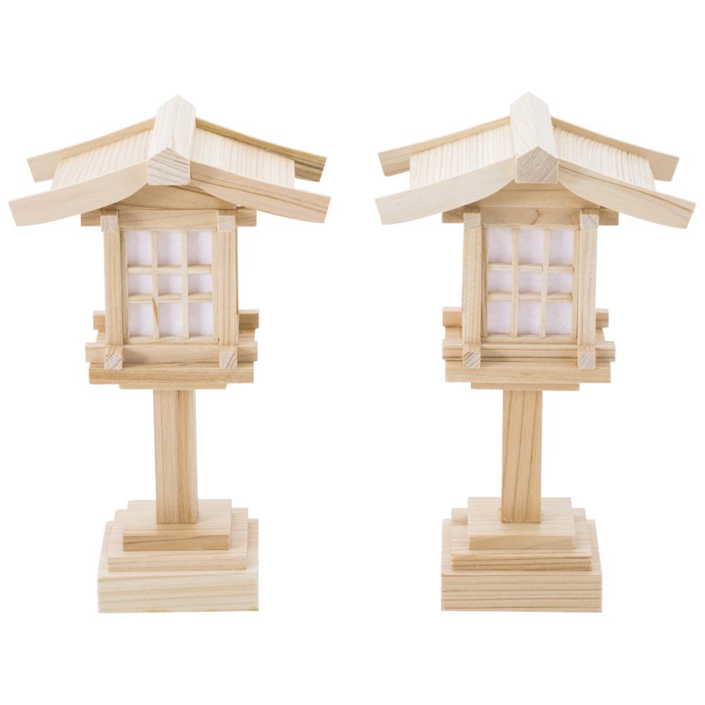 【送料無料】神棚の里 木製灯篭 桧 1対 神棚用灯篭