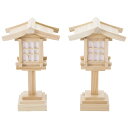 【送料無料】神棚の里 木製灯篭(桧) 1対 神棚用灯篭