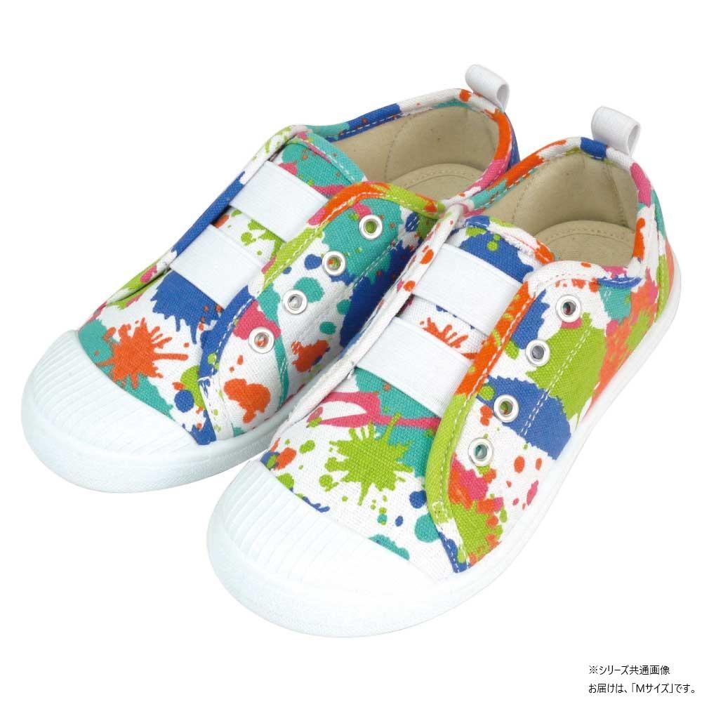 【送料無料】プリントキッズスニーカー Splash・WH M (約16.0cm) 子供用 キッズ くつ 靴 スニーカー 運動靴 ゴムひも 脱ぎ履き簡単 ループ付き 履きやすい やわらかソール かわいい カラフル おしゃれ 幼稚園 通園 お出かけ お散歩 83912