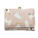 【送料無料】がま口ミニ財布 ねこ柄 A35-2 ピンク