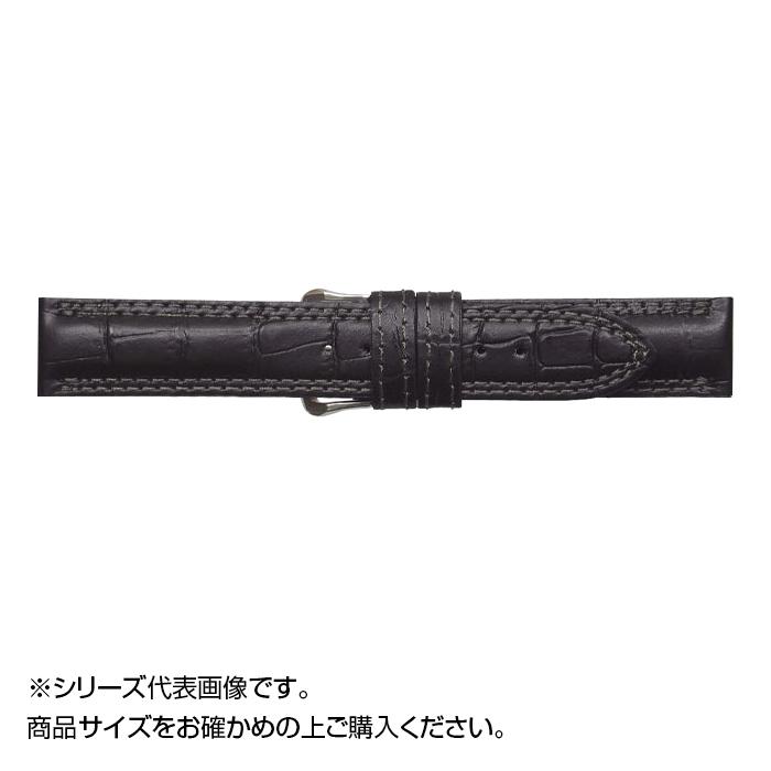 【送料無料】MIMOSA(ミモザ) 時計バンド IT型押ワニ 18mm ブラック (美錠:銀) CIT-A18