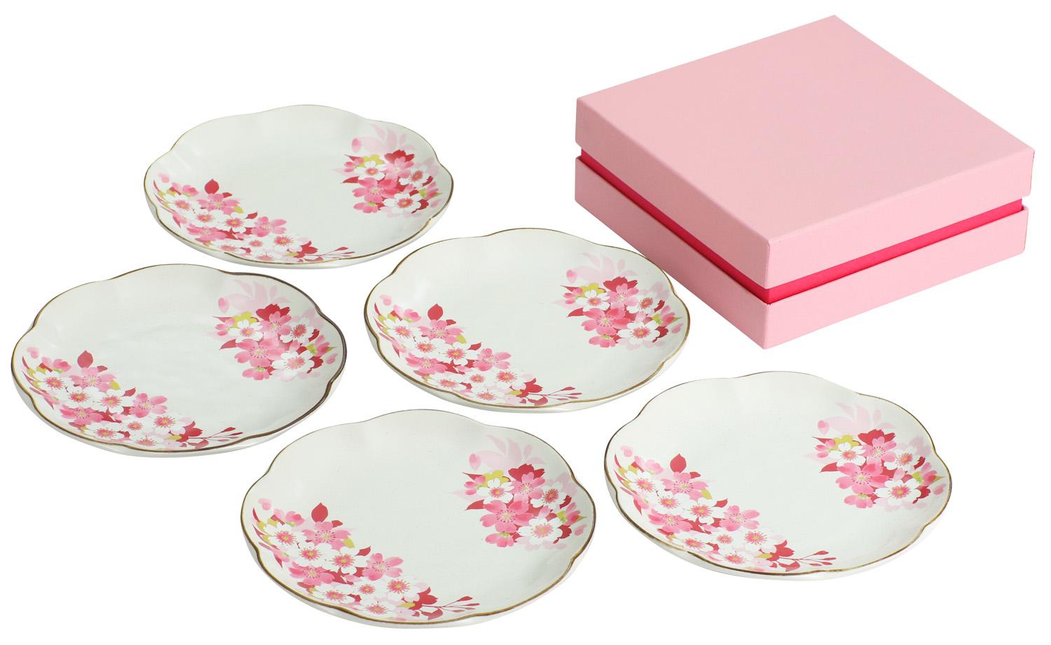 【送料無料】セラミック藍 華笑み5客花型多用皿 03984