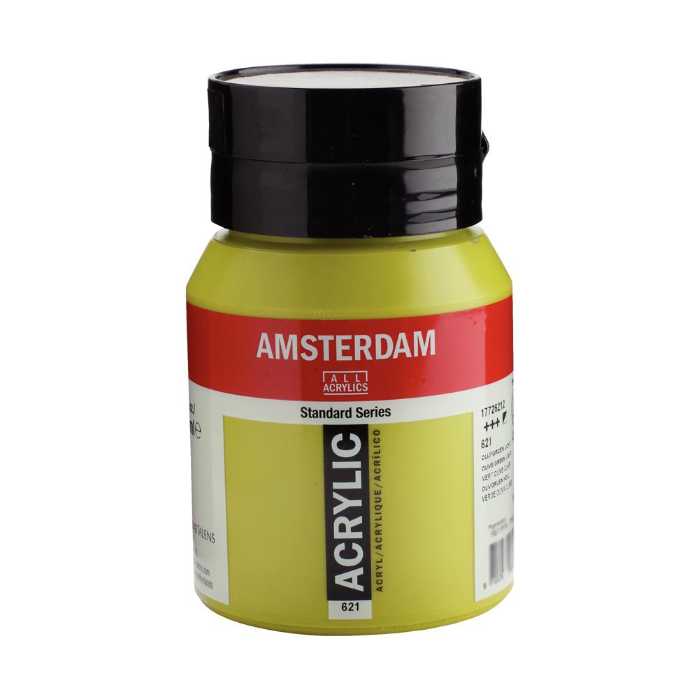 【送料無料】AMSTERDAM アムステルダム アクリリックカラー500ml オリーブグリーンライト621 489672