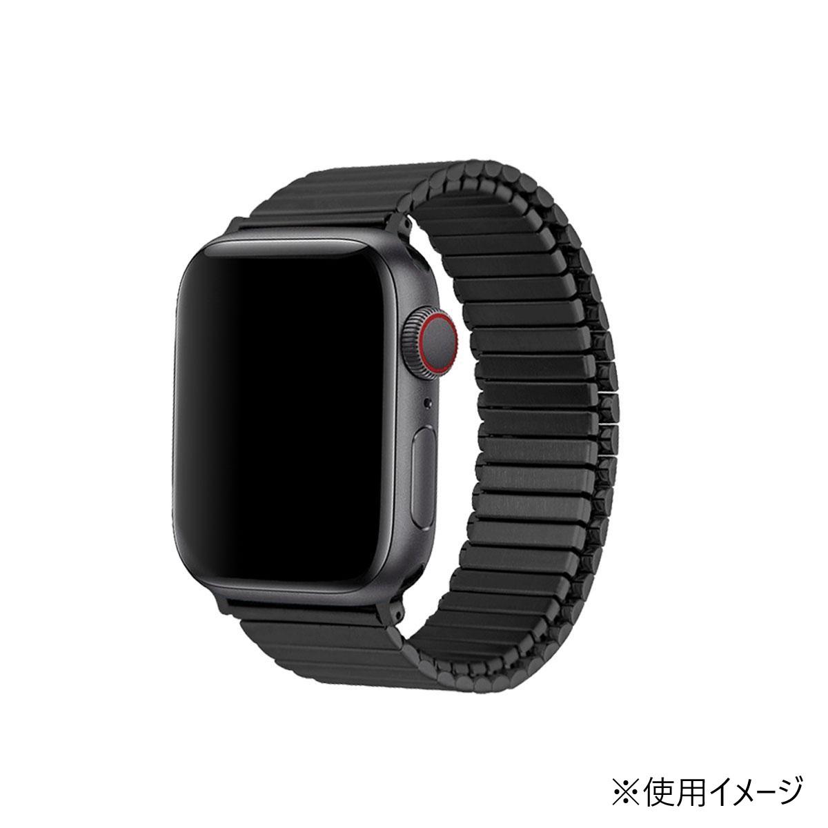 【送料無料】メタルストレッチバンド for Apple Watch 41/40/38mm Lサイズ (約22×145×4mm) ブラック 腕..