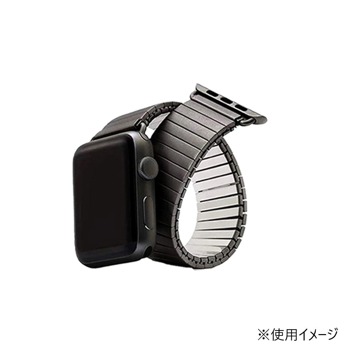 【送料無料】メタルストレッチバンド for Apple Watch 41/40/38mm Sサイズ (約22×127×4mm) ブラック 腕..