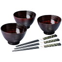 【送料無料】紀州塗 汁椀3客(箸付) 6050 3341-254