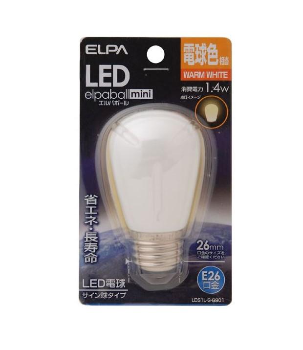 【送料無料】ELPA LED電球サイン球 E26 電球色 屋内用 LDS1L-G-G901