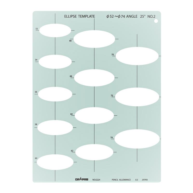 【送料無料】ドラパス テンプレート E224 楕円定規 25゜ NO.2