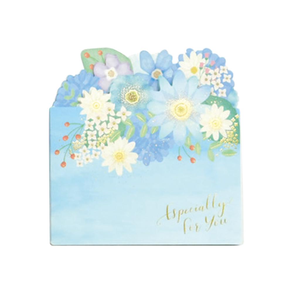 【送料無料】フラワーアコーディオン色紙 ブルー (約H170×W170×D5mm) 色紙 寄せ書き メッセージ 花束 卒業 卒園 卒団 退職 引退 折りたたみ 贈り物 プレゼント ギフト アレンジ おしゃれ　可愛い かわいい メッセージシール付き 封筒付き 62-198 日本製