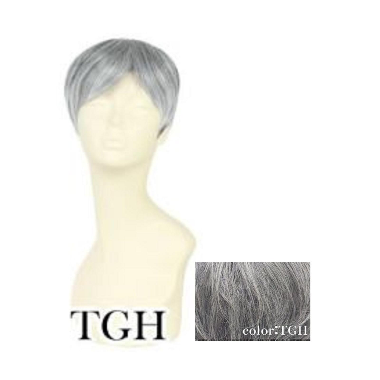 【送料無料】 プリシラ 男性用5分ウィッグ ミディアムショート 耐熱 グレイヘア GB-24-TGH