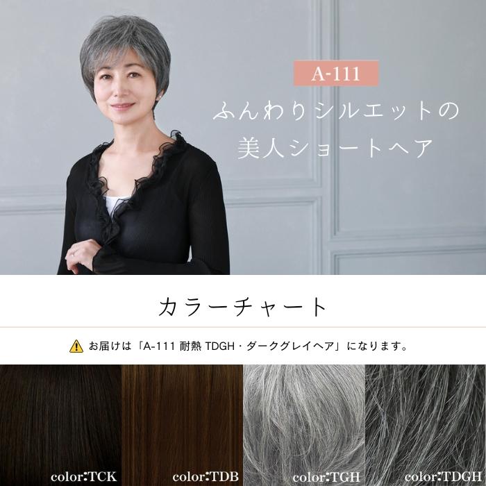 【送料無料】プリシラ オールウィッグ ミセス ミニマムショート A-111 耐熱 TDGH・ダークグレイヘア