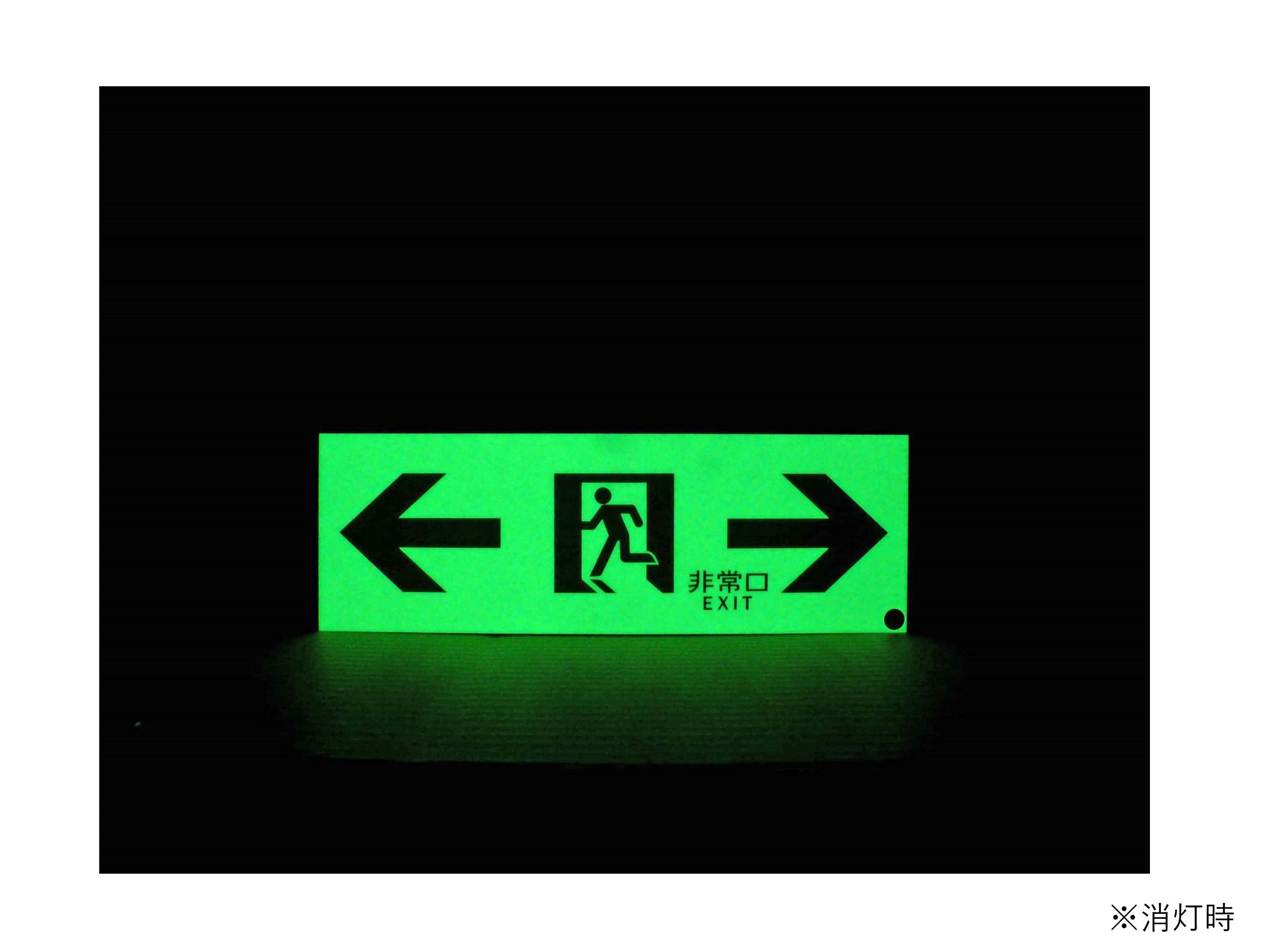 【送料無料】 エルティーアイ　消防認定品 A級　高輝度蓄光式誘導標識 両矢印　縦100mm×横300mm ASN903