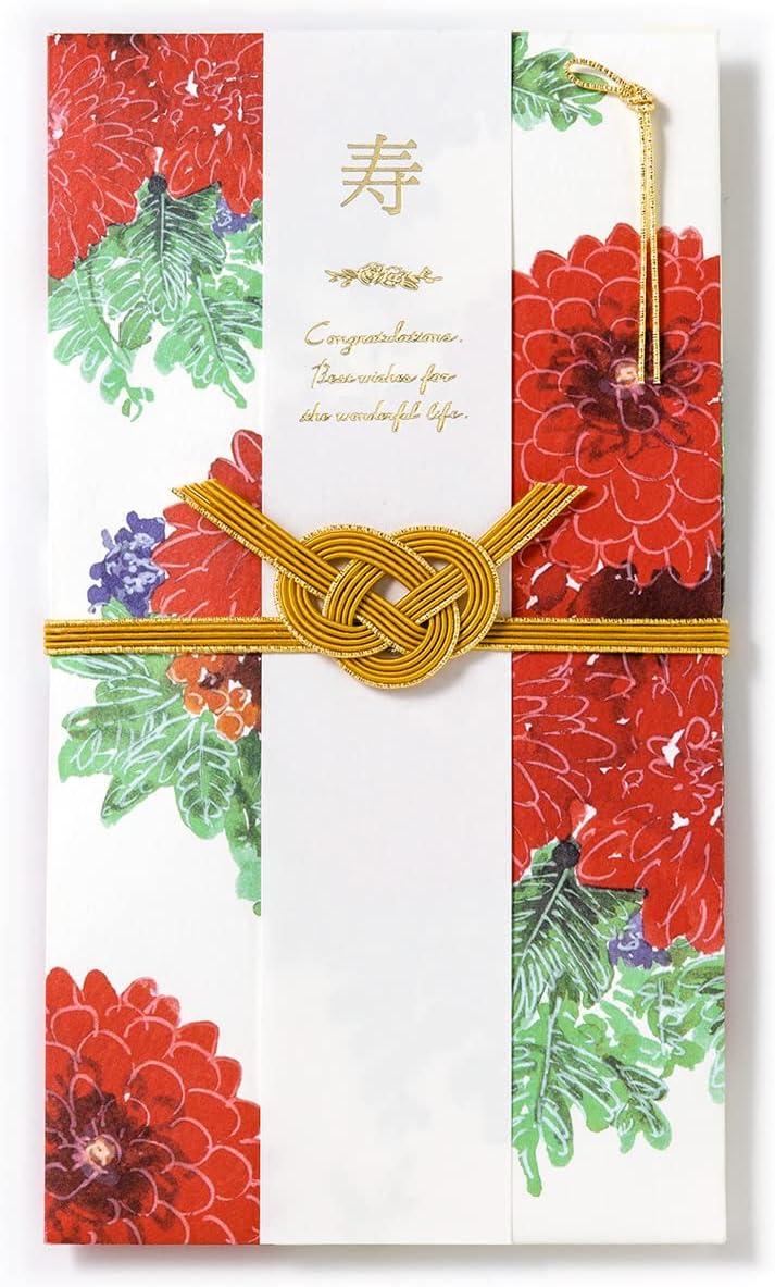 「ふたりが歩む人生に祝福の花が咲き続けますように」大胆かつ鮮やかに描かれた花々が魅力のご祝儀袋です。伝統的な淡路結びで、どんな場面でもお使いいただけます。サイズ縦180×横100mm個装サイズ：1.1×18.1×9.9cm重量個装重量：20gセット内容・本体×1・中袋×1・短冊×3（寿/HappyWedding/無地）・短冊用両面テープ×1・ご祝儀のマナーと使い方&ガイドシート生産国中国広告文責:三山木子有限会社Tel 06-6345-7927fk094igrjs