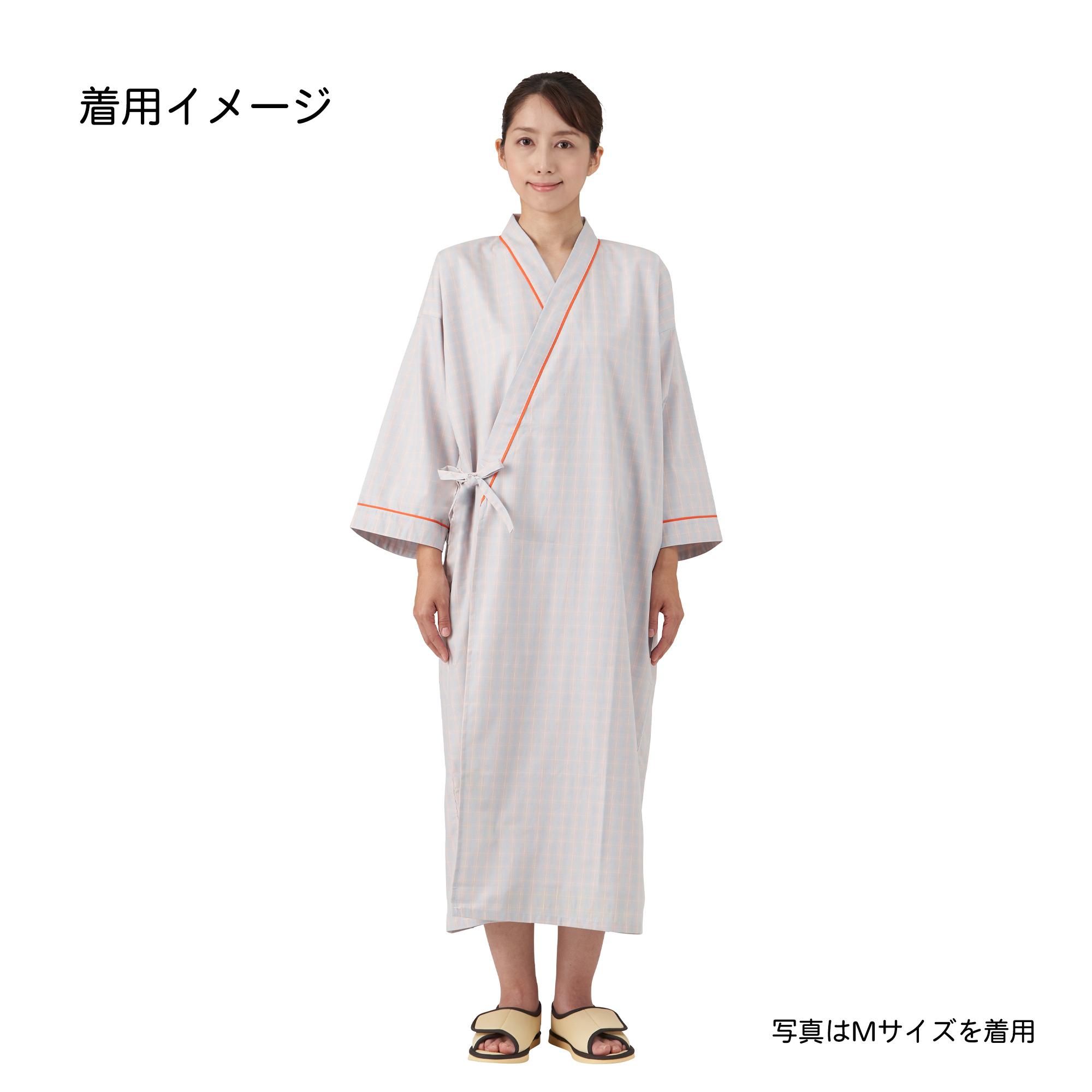 【送料無料】患者衣ガウン 3L (身長約185〜195cm) ガウン チェック柄 ネイビー 前開きタイプ 病院 診察 検診 検査 病衣 患者衣 患者着 検査着 入院 パジャマ 介護 施設 ゆったり 動きやすい 着替えやすい 爽やか 清潔感 800536