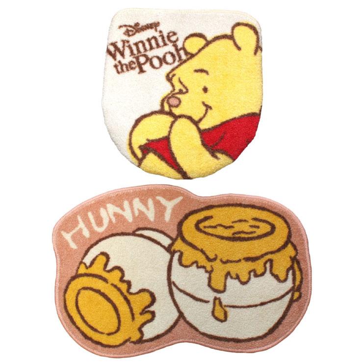 【送料無料】Disney ディズニー くまのプーさん トイレ2点セット(洗浄・暖房便座用フタカバー＆トイレマット) トイレ カバー マット トイレ用品 プーさん 洗える 洗濯機OK 滑り止め すべり止め ズレにくい かわいい おしゃれ インテリア 可愛い SB-558-Dのサムネイル