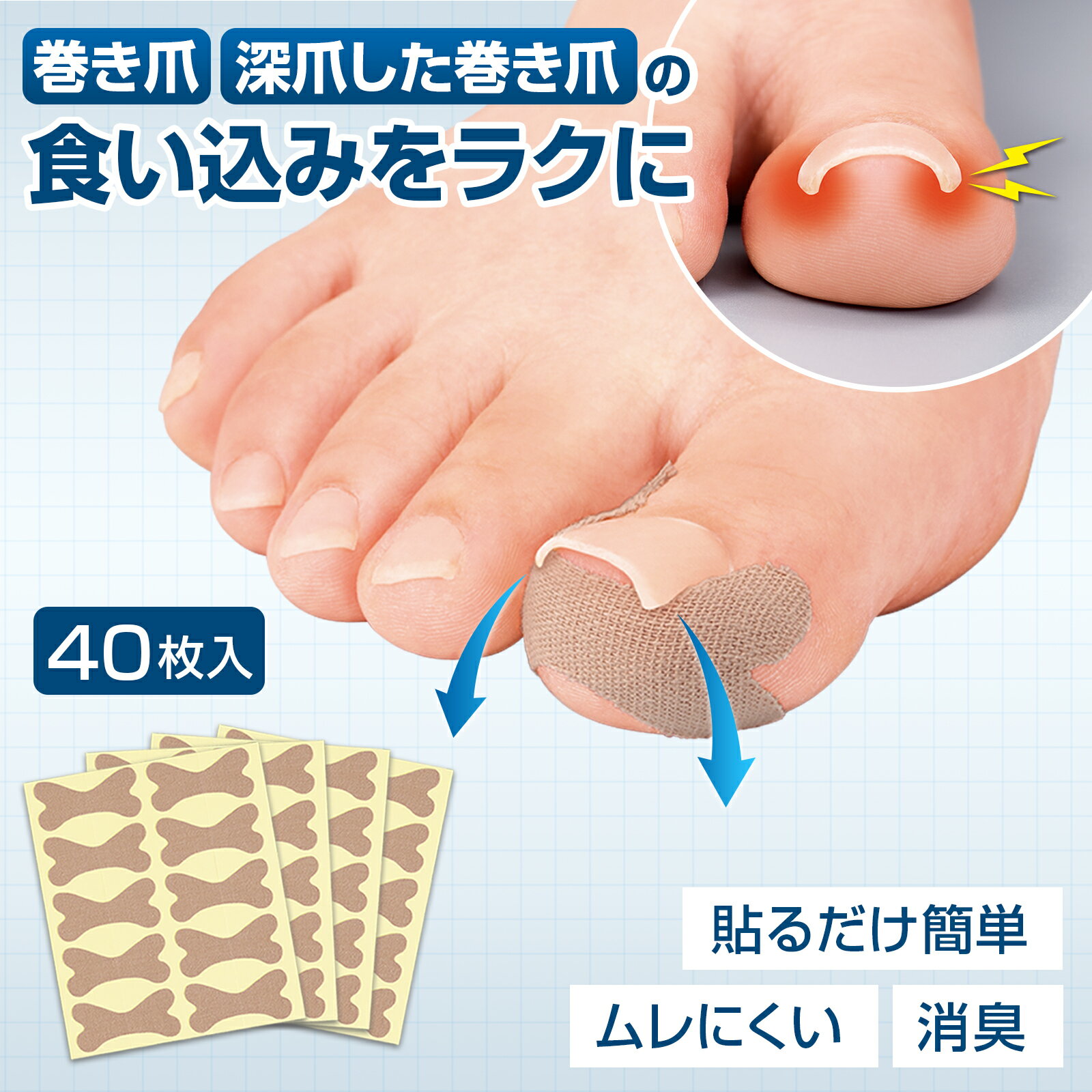 【送料無料】 巻き爪テープ　爪の下用　40枚入