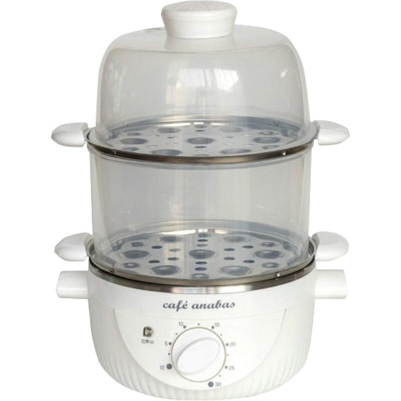 カフェアナバス ゆでたまご名人＆かんたん蒸し器（2段） SE-002[tr]